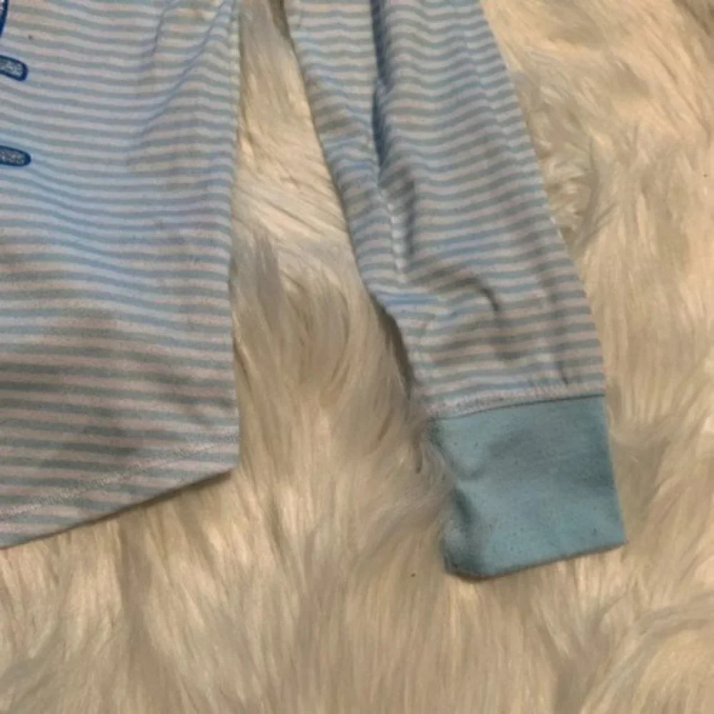 So Girls Size 7/8 Long Sleeve Pajama Shirt Blue White Stripes Holidaze Silver